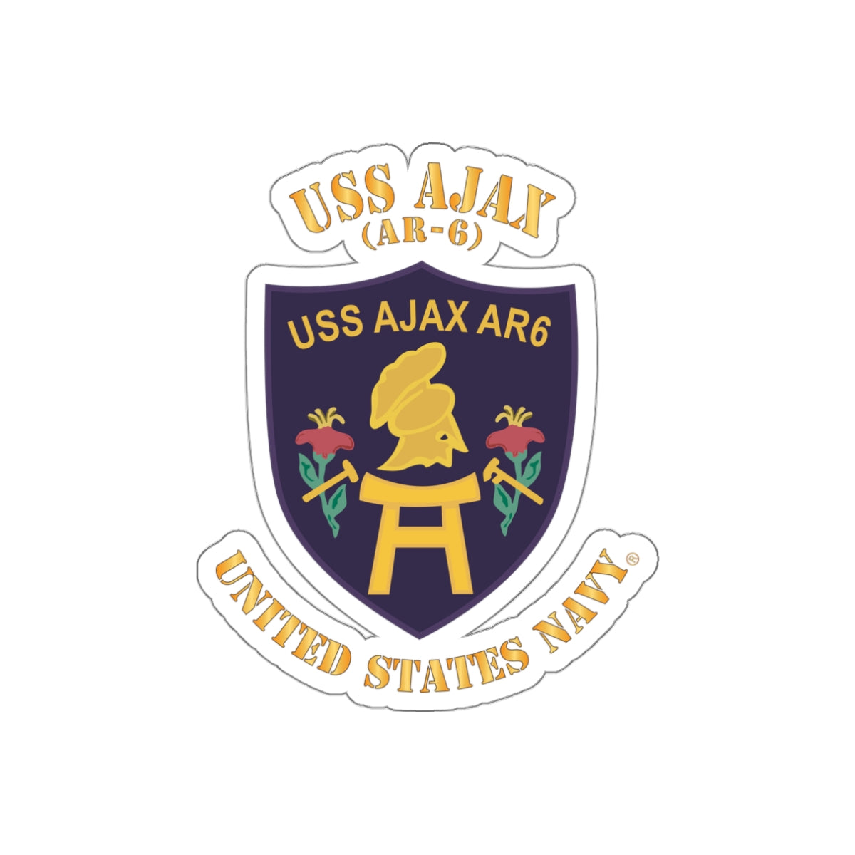 Die-Cut Vinyl Sticker - Navy - USS Ajax (AR-6)