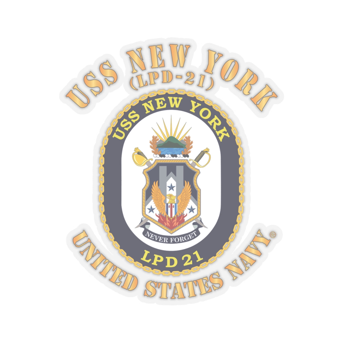 Kiss-Cut Stickers - Navy - USS New York (LPD-21) X 300