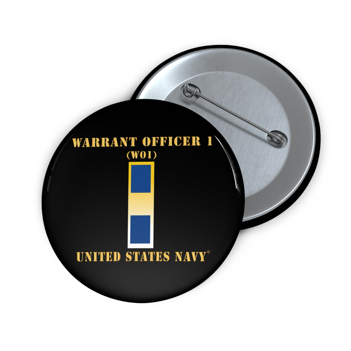 Custom Pin Button - Navy - Warrant Officer 1 - CW01