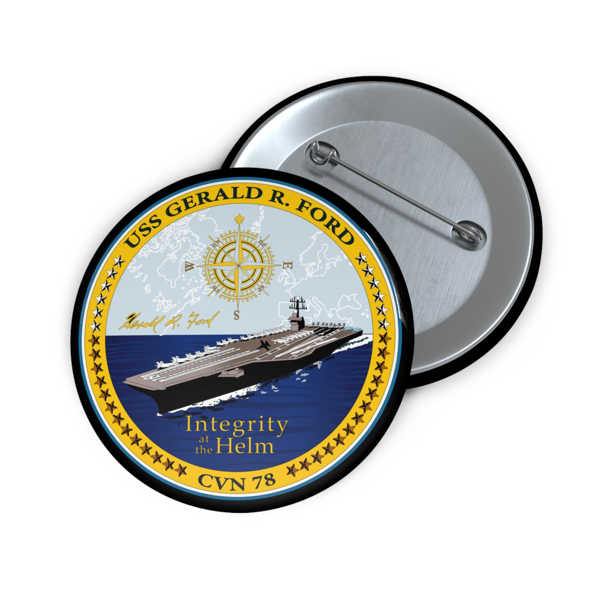 Custom Pin Button - Navy - USS Gerald R. Ford (CVN-78) wo txt