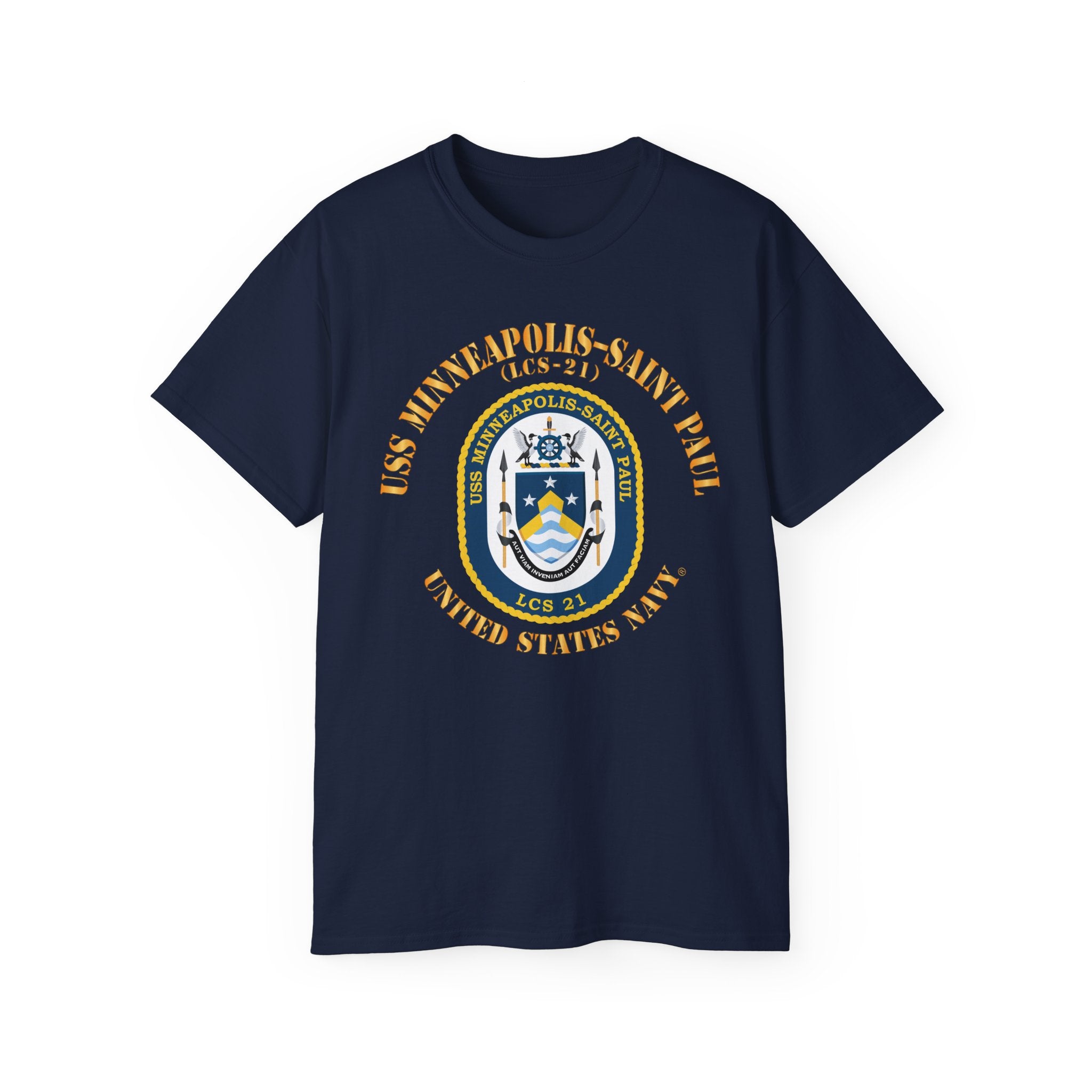 Unisex Ultra Cotton T-Shirt - Navy - USS Minneapolis–Saint Paul (LCS-21)