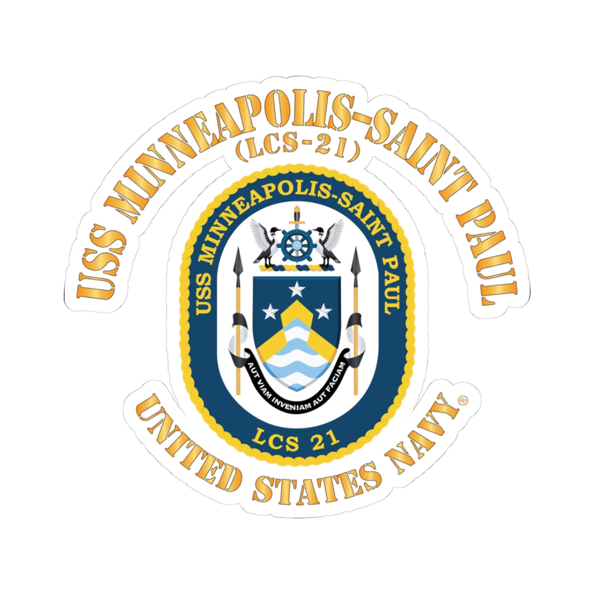 Kiss-Cut Stickers - Navy - USS Minneapolis–Saint Paul (LCS-21)