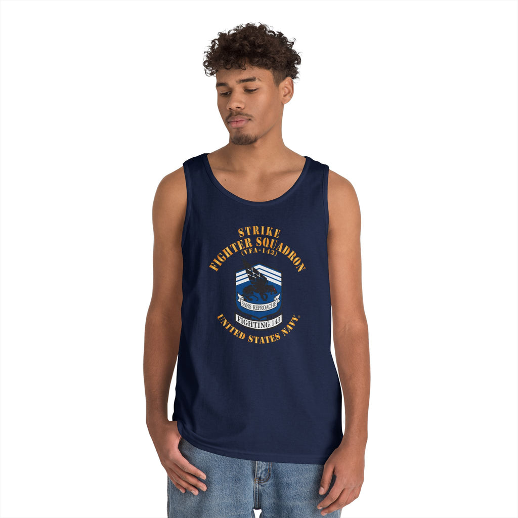 Unisex Heavy Cotton Tank Top - Navy - Strike Fighter Squadron 143 (VFA-143)