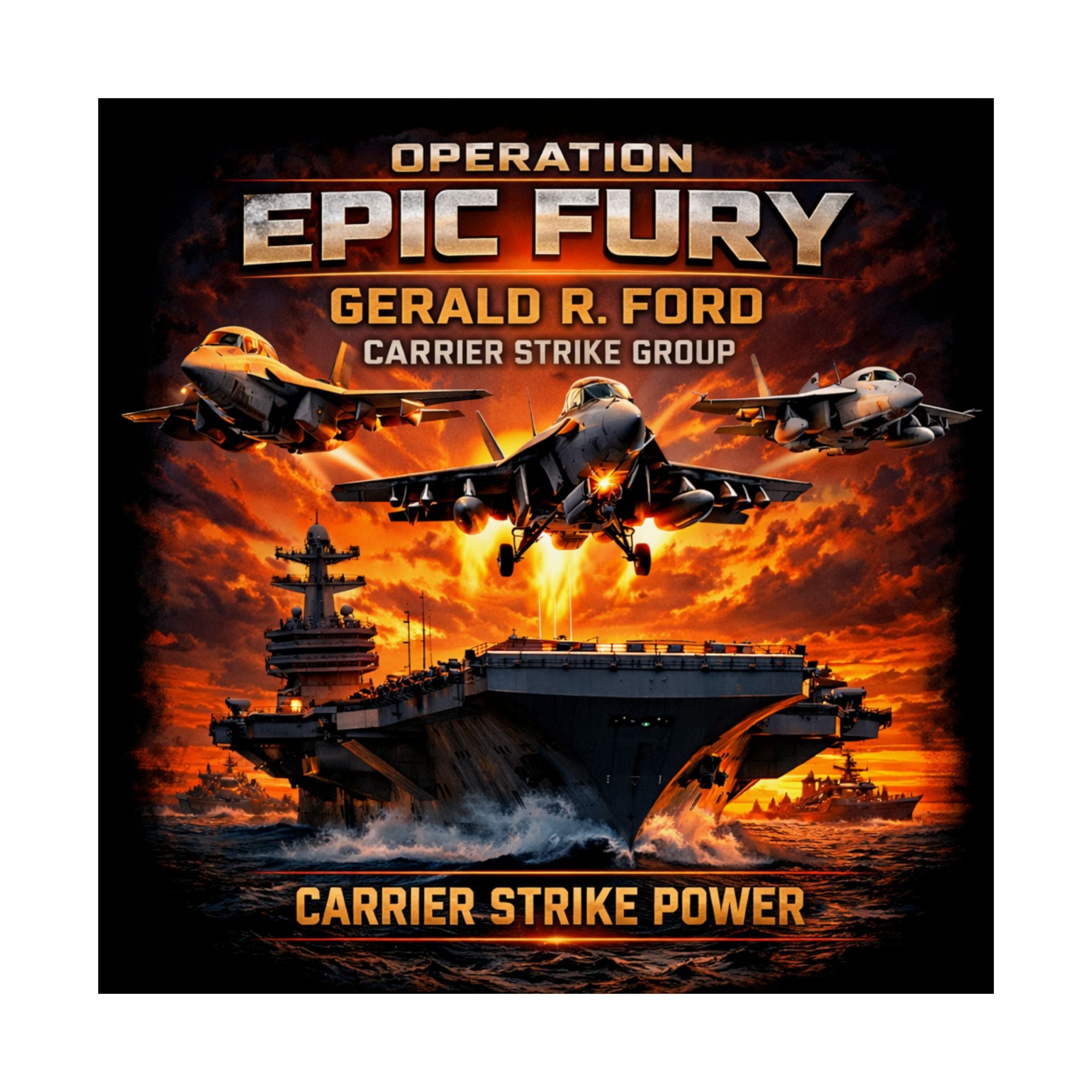 Operation Epic Fury Gerald R. Ford Carrier Strike Power Matte Poster