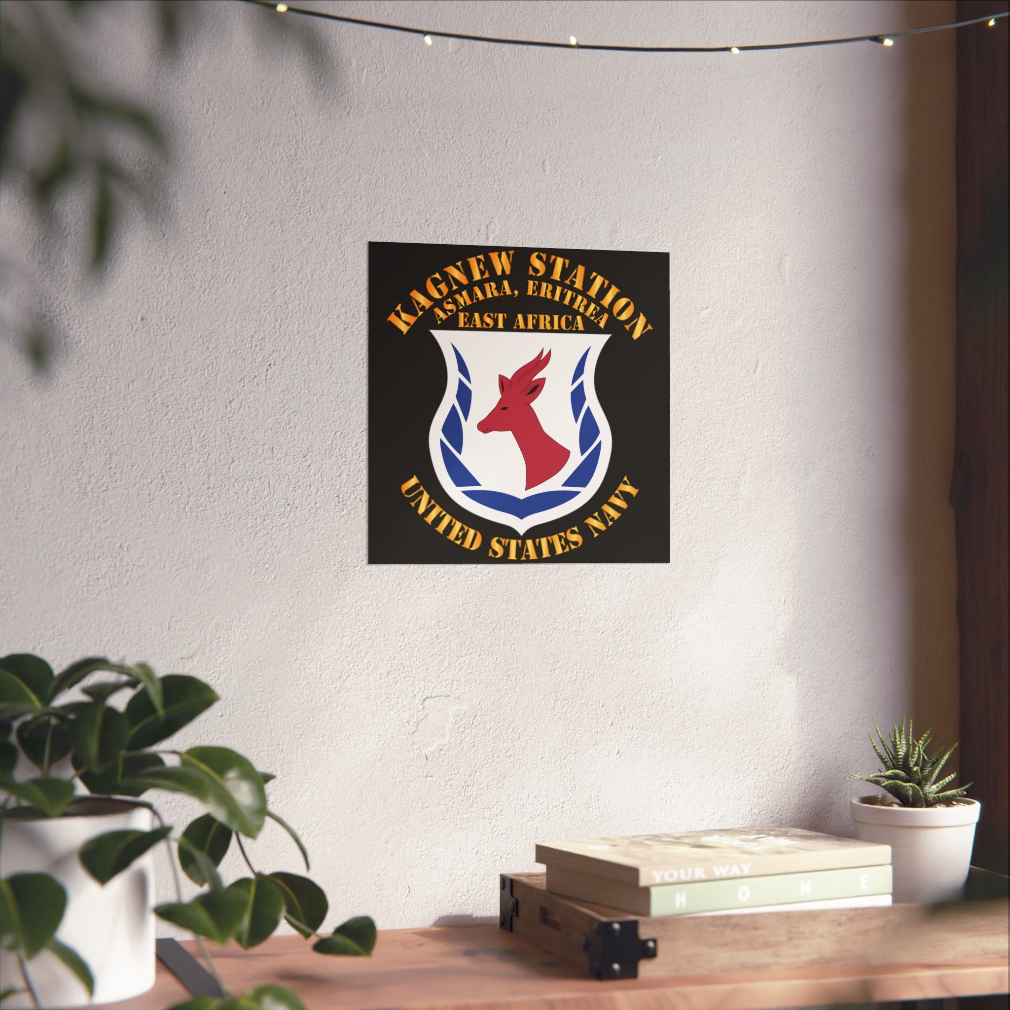 Kagnew Station Asmara Eritrea Navy Emblem Poster — Matte Vertical Wall Art