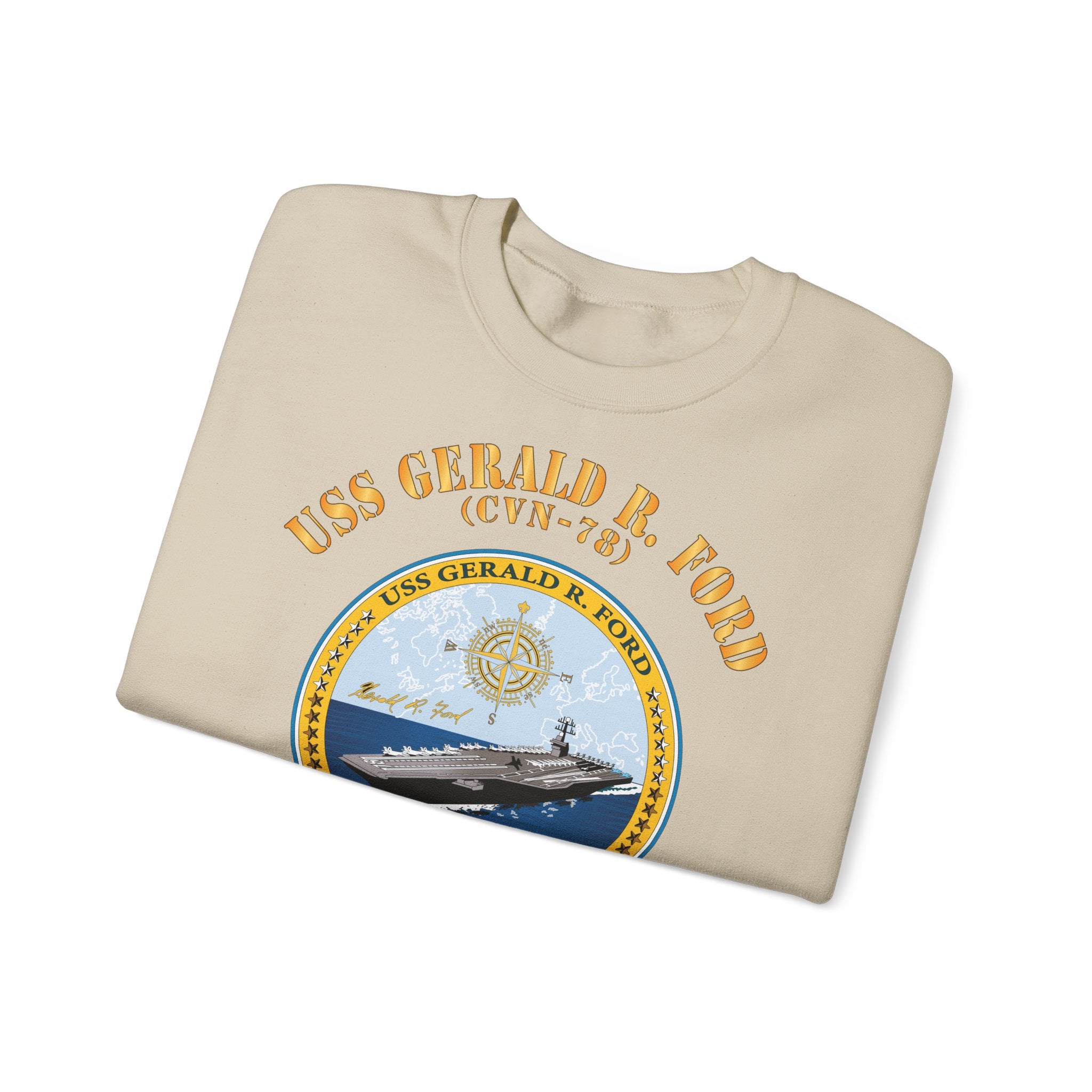 Unisex Heavy Blend™ Crewneck Sweatshirt - Navy - USS Gerald R. Ford (CVN-78)