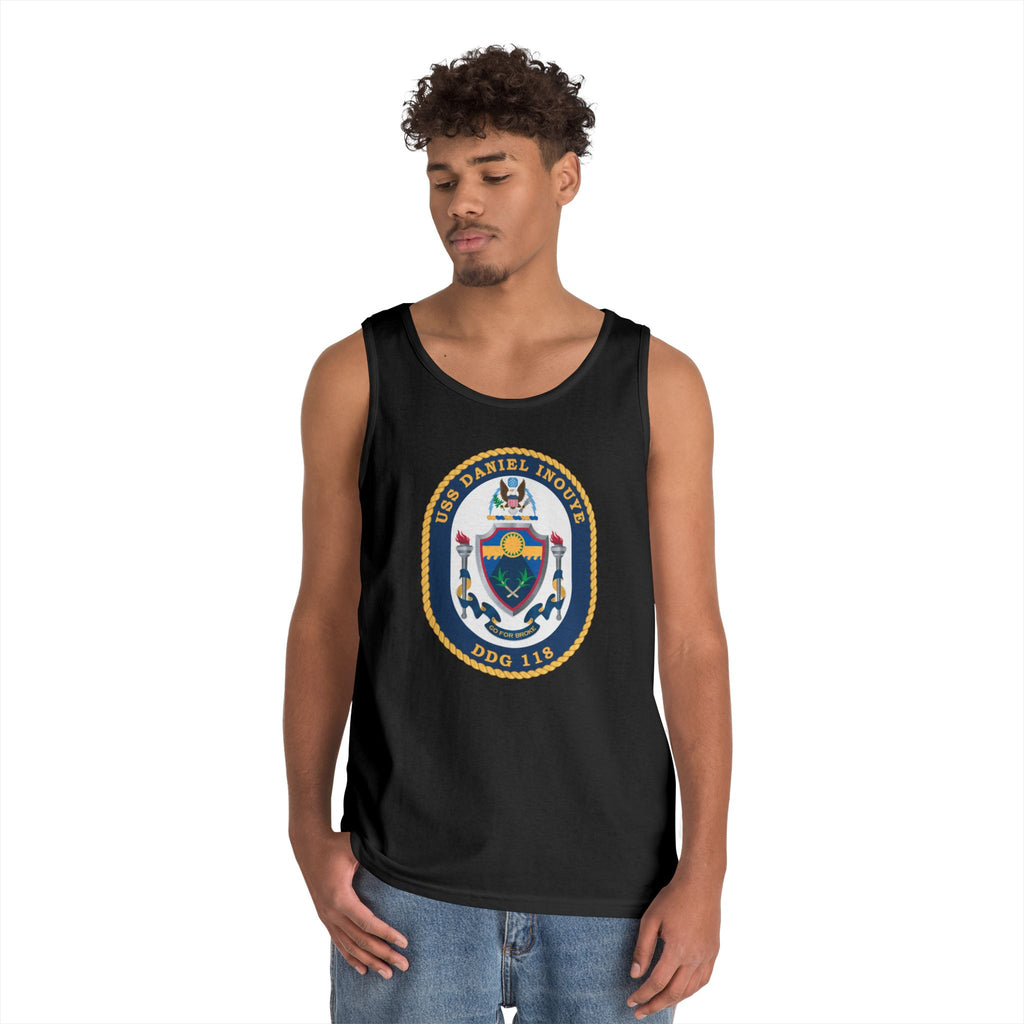 Unisex Heavy Cotton Tank Top - Navy - USS Daniel Inouye (DDG-118) wo txt