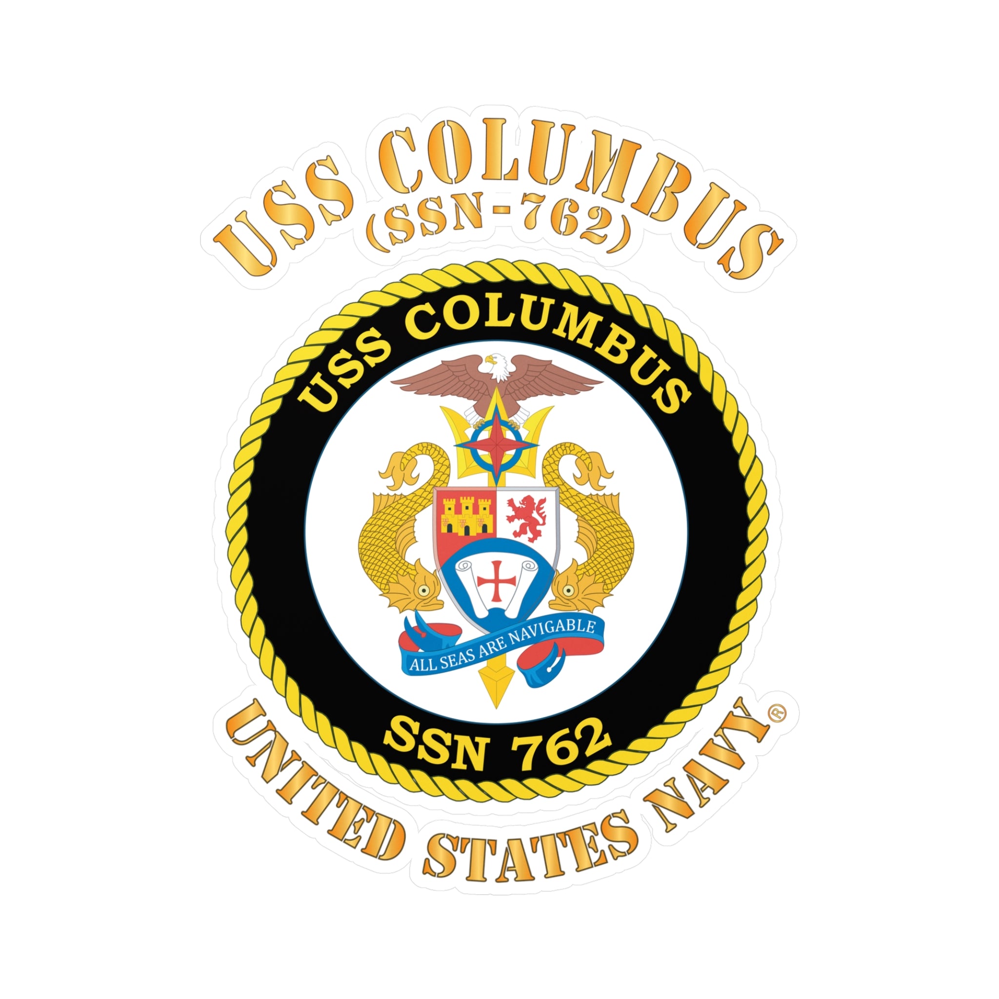 Kiss-Cut Vinyl Decal - Navy - USS Columbus (SSN-762)
