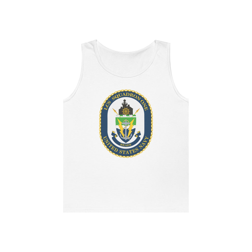 Unisex Heavy Cotton Tank Top - Navy - LCS Squadron One (LCSRON 1) wo txt