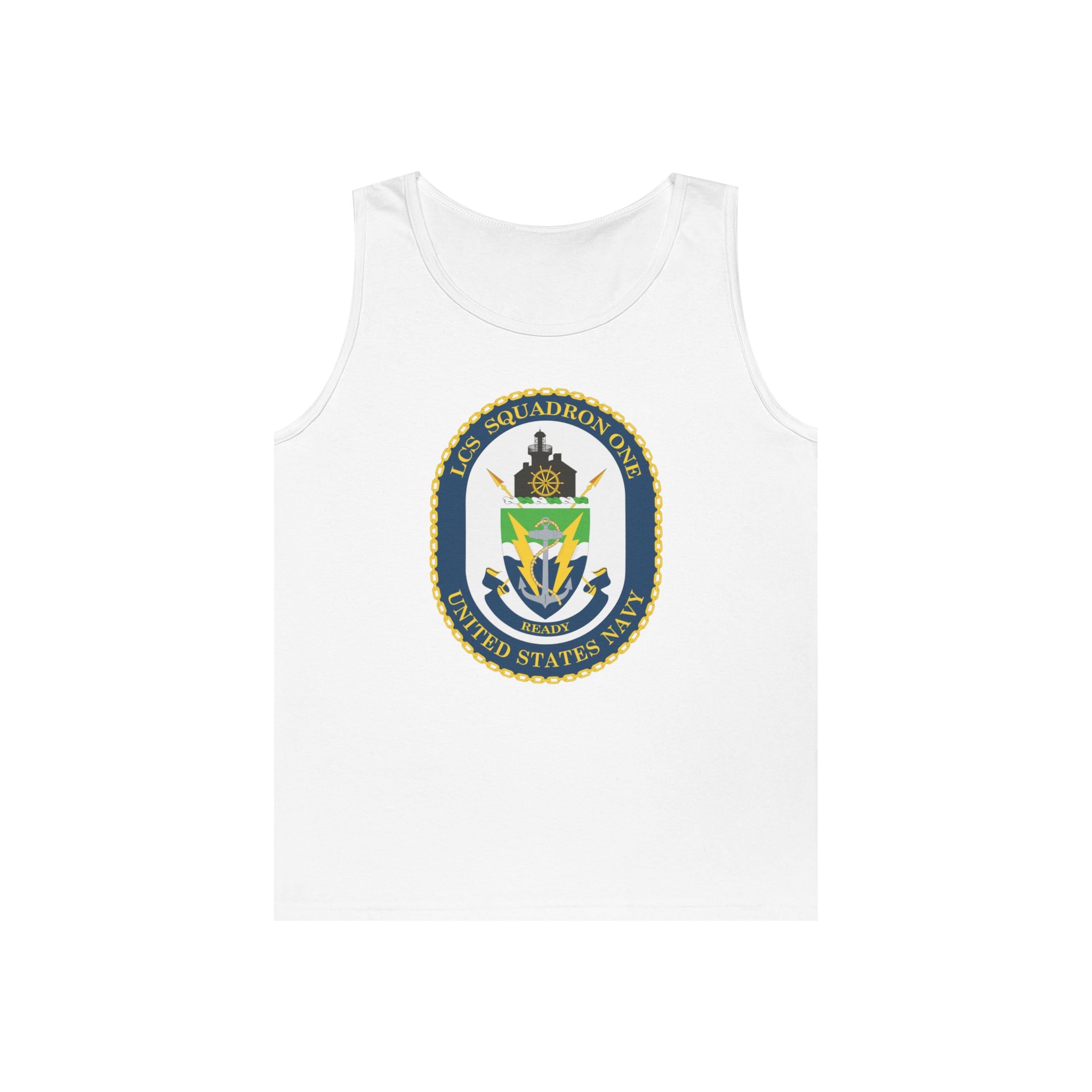 Unisex Heavy Cotton Tank Top - Navy - LCS Squadron One (LCSRON 1) wo txt