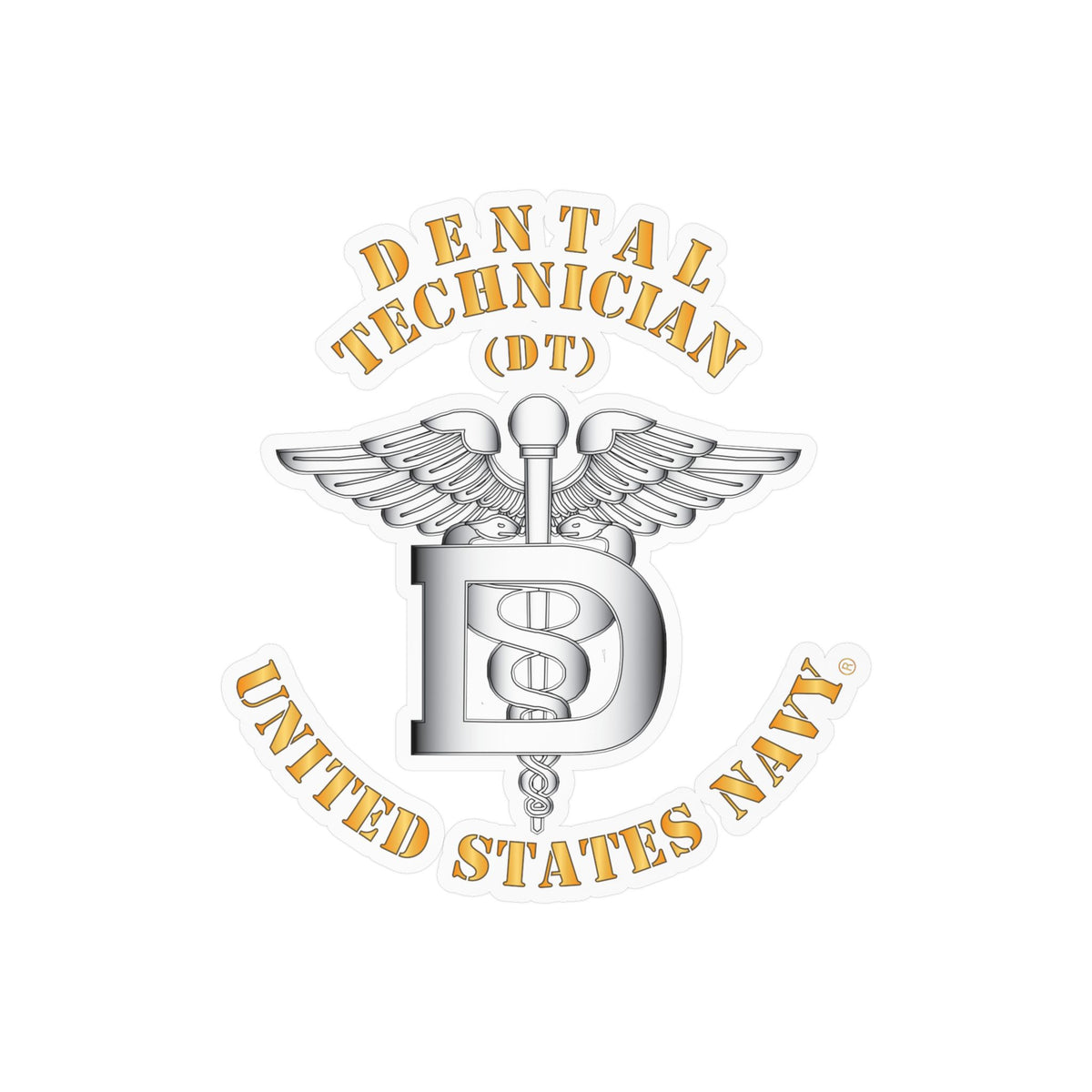 Kiss-Cut Vinyl Decal - Navy - Rate - Dental Technician (DT)