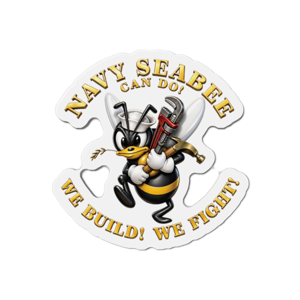Die-Cut Magnet - Navy - Navy SeaBee - w Wrench and Hammer - 3D - Enhanced X 300