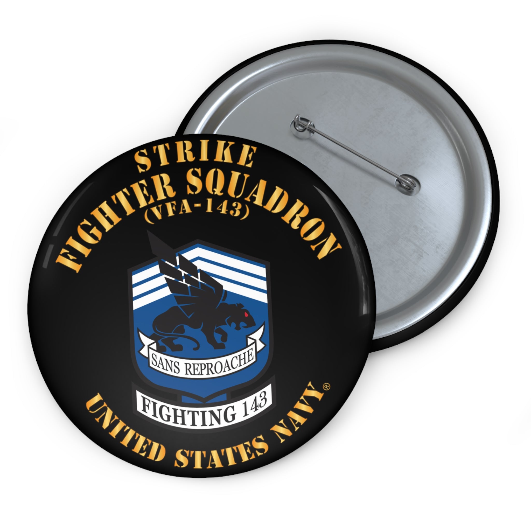 Custom Pin Button - Navy - Strike Fighter Squadron 143 (VFA-143)