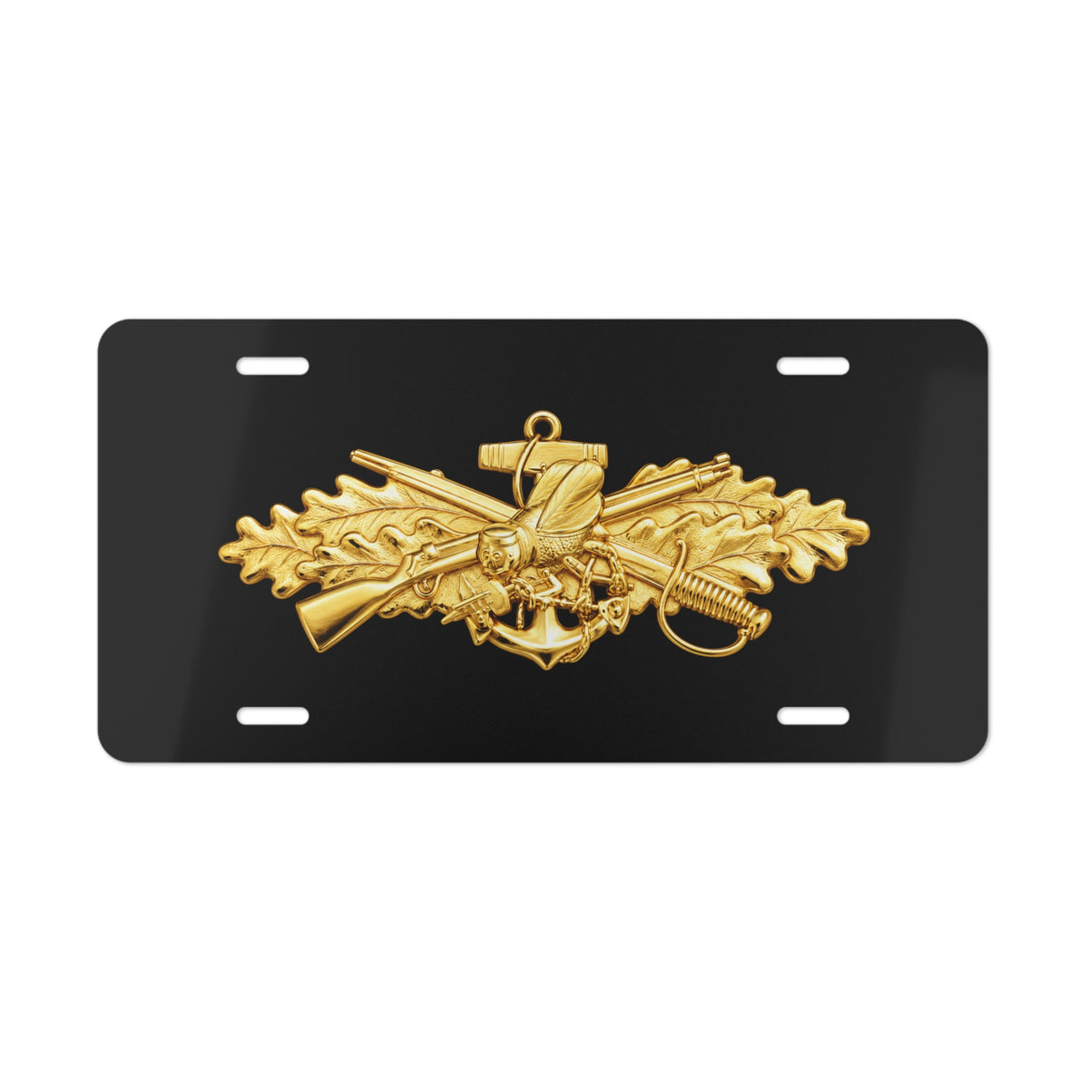 Vanity License Plate - Navy - Badge - Seabee combat warfare specialist wo txt - Officer - 3D - Enhanced