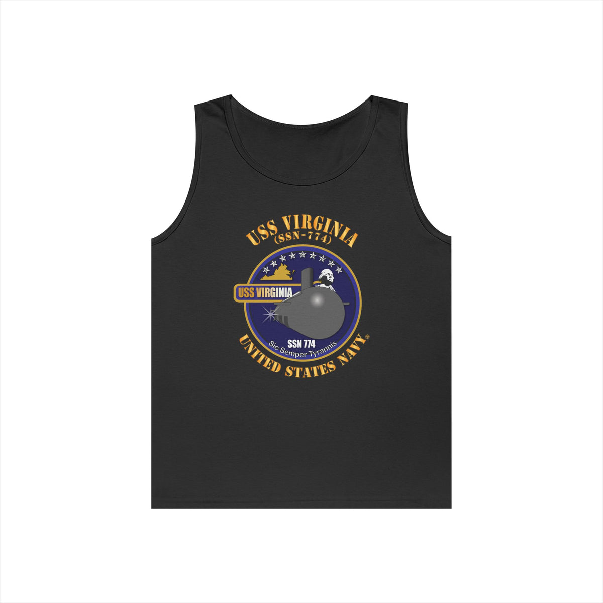 Unisex Heavy Cotton Tank Top - Navy - USS Virginia (SSN-774) X 300