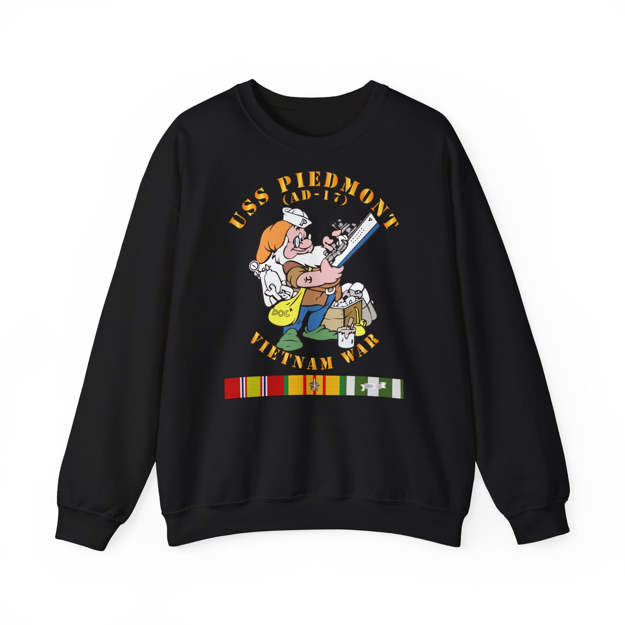 Unisex Heavy Blend™ Crewneck Sweatshirt - Navy - USS Piedmont (AD-17) w VN SVC - Vietnam War