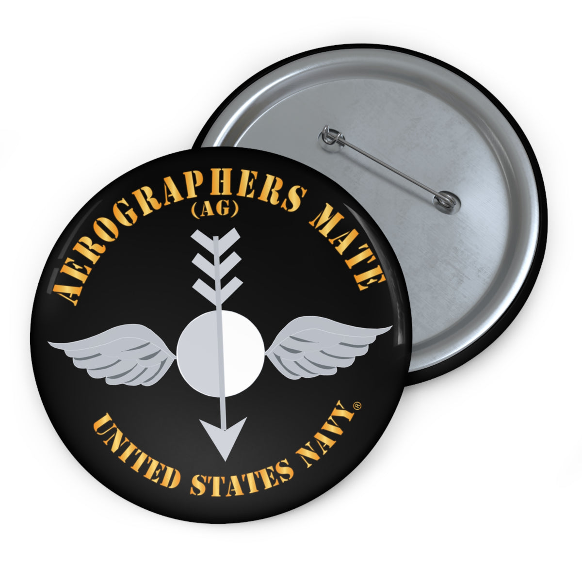 Custom Pin Button - Navy - Aerographers Mate (AG) X 300
