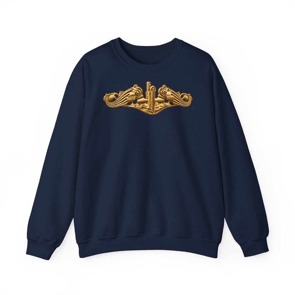 Unisex Heavy Blend™ Crewneck Sweatshirt - Navy - Badge - Submarine Warfare wo txt - Officer - 3D - Enhanced