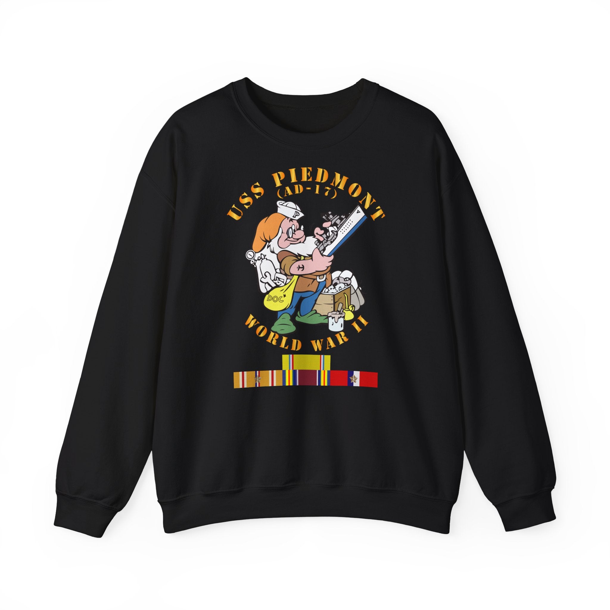 Unisex Heavy Blend™ Crewneck Sweatshirt - Navy - USS Piedmont (AD-17) w PAC SVC WWII