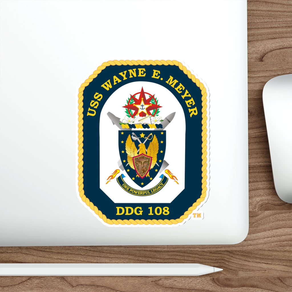 Die-Cut Vinyl Sticker - Navy - USS Wayne E. Meyer (DDG-108) wo txt X 300