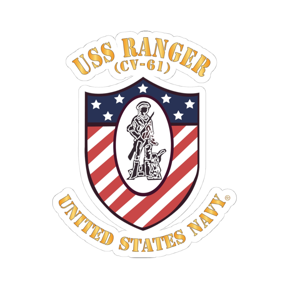 Kiss-Cut Stickers - Navy - USS Ranger (CV-61) X 300