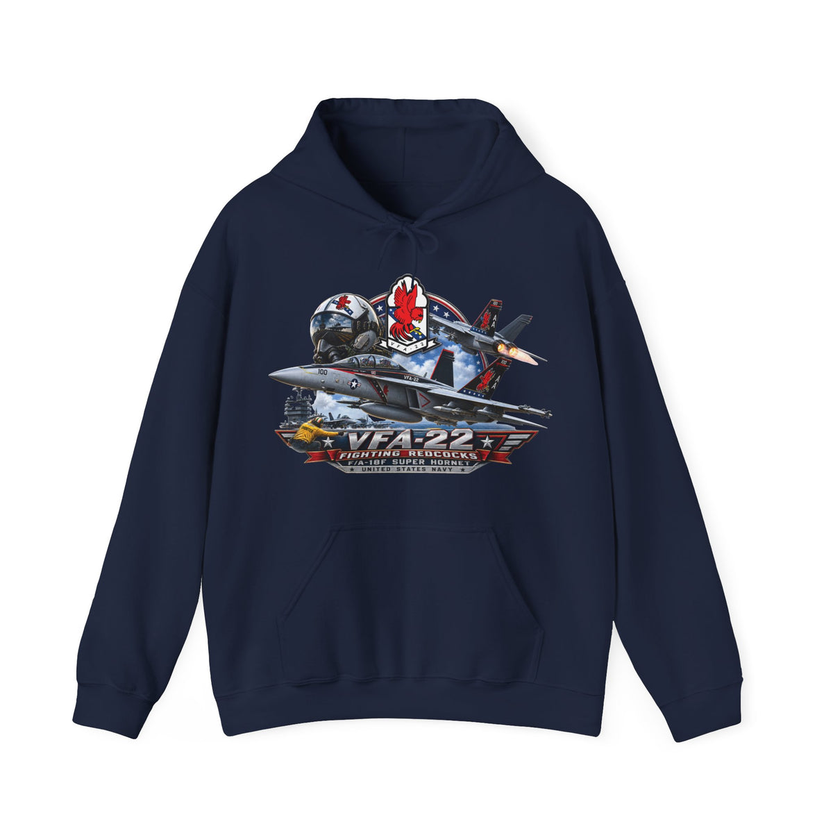 Unisex Heavy Blend™ Hoodies - Strike Fighter Squadron 22nd - AC - Fighting Redcocks - 3D - Enhanced