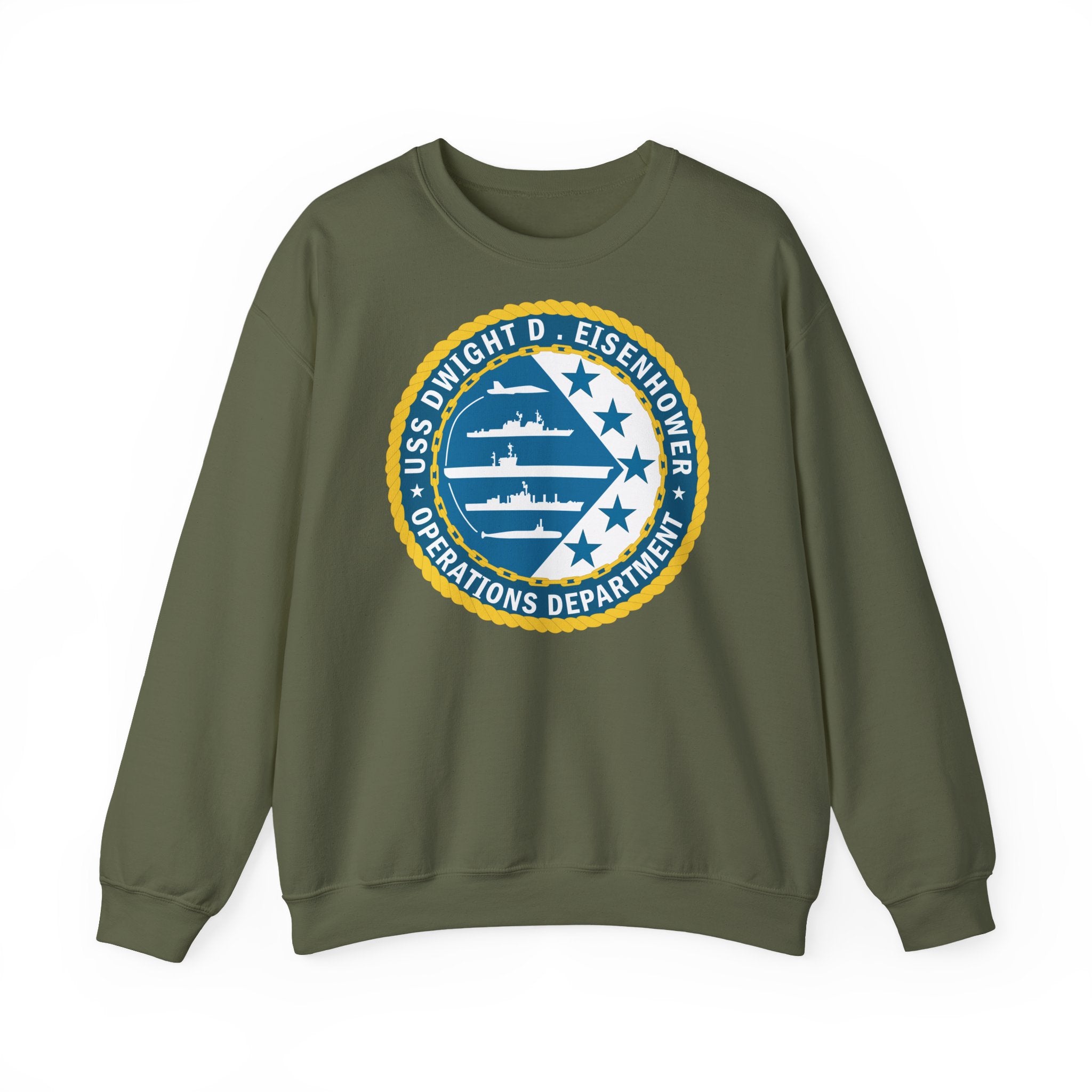 Unisex Heavy Blend™ Crewneck Sweatshirt - Navy - USS Dwight D. Eisenhower (CVN-69) - Operations Department wo txt