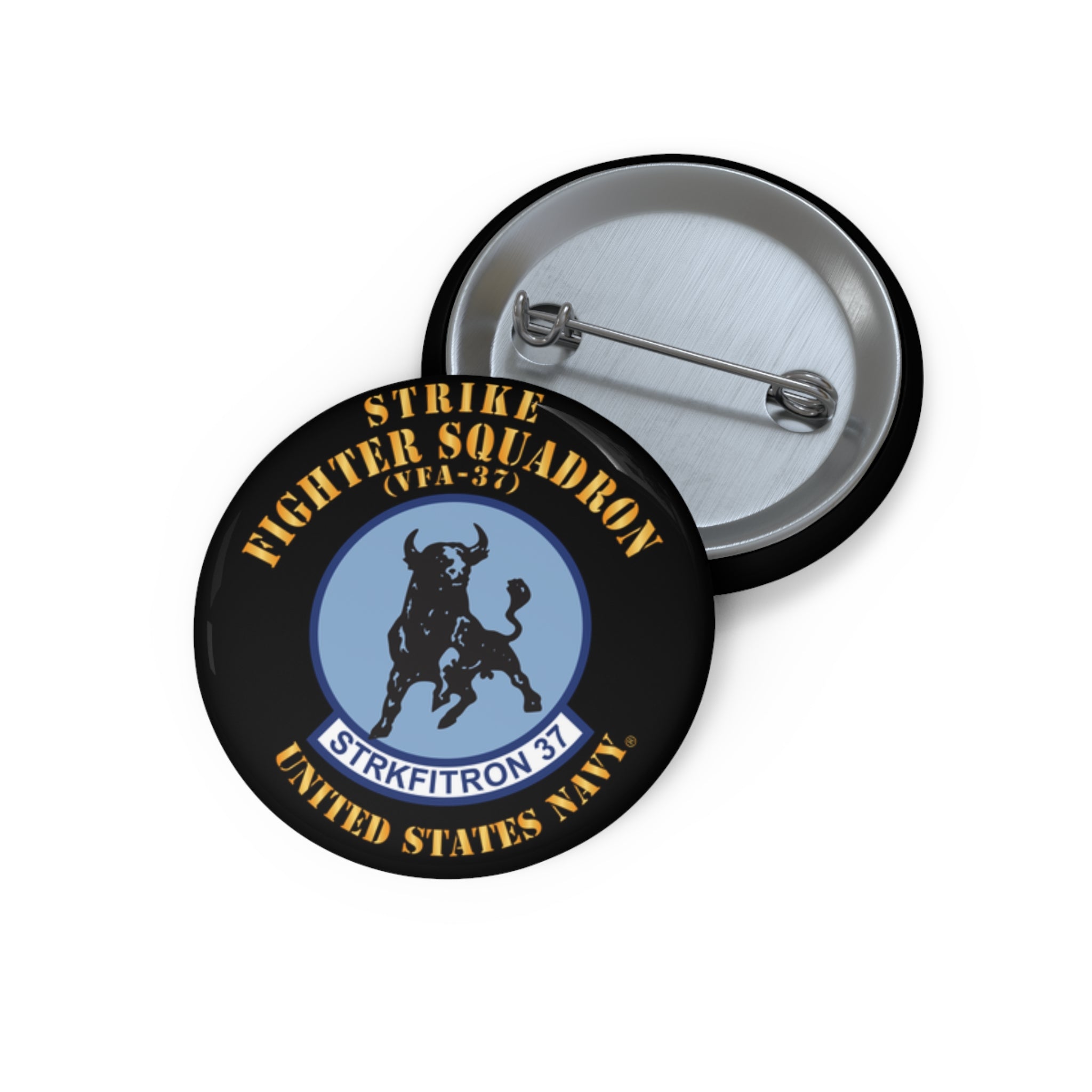Custom Pin Button - Navy - Strike Fighter Squadron 37 (VFA-37)