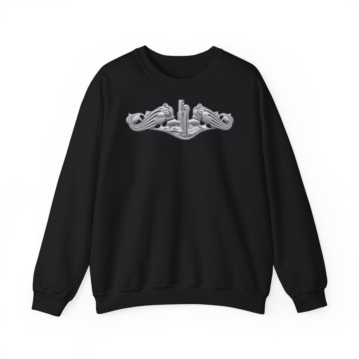 Unisex Heavy Blend™ Crewneck Sweatshirt - Navy - Badge - Submarine Warfare wo txt - Enlisted - 3D - Enhanced