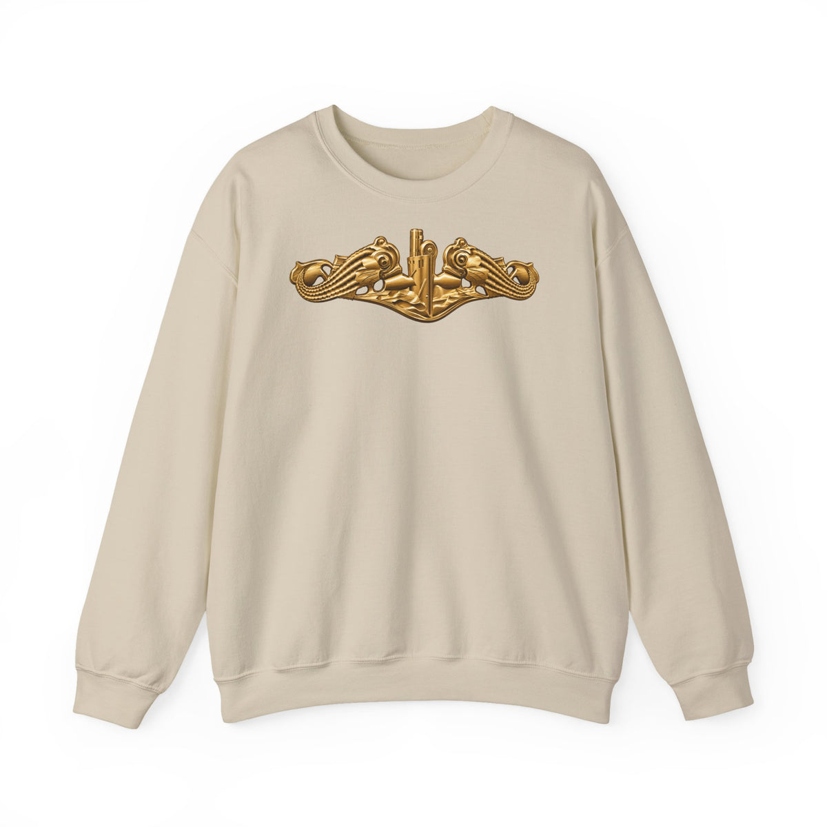 Unisex Heavy Blend™ Crewneck Sweatshirt - Navy - Badge - Submarine Warfare wo txt - Officer - 3D - Enhanced