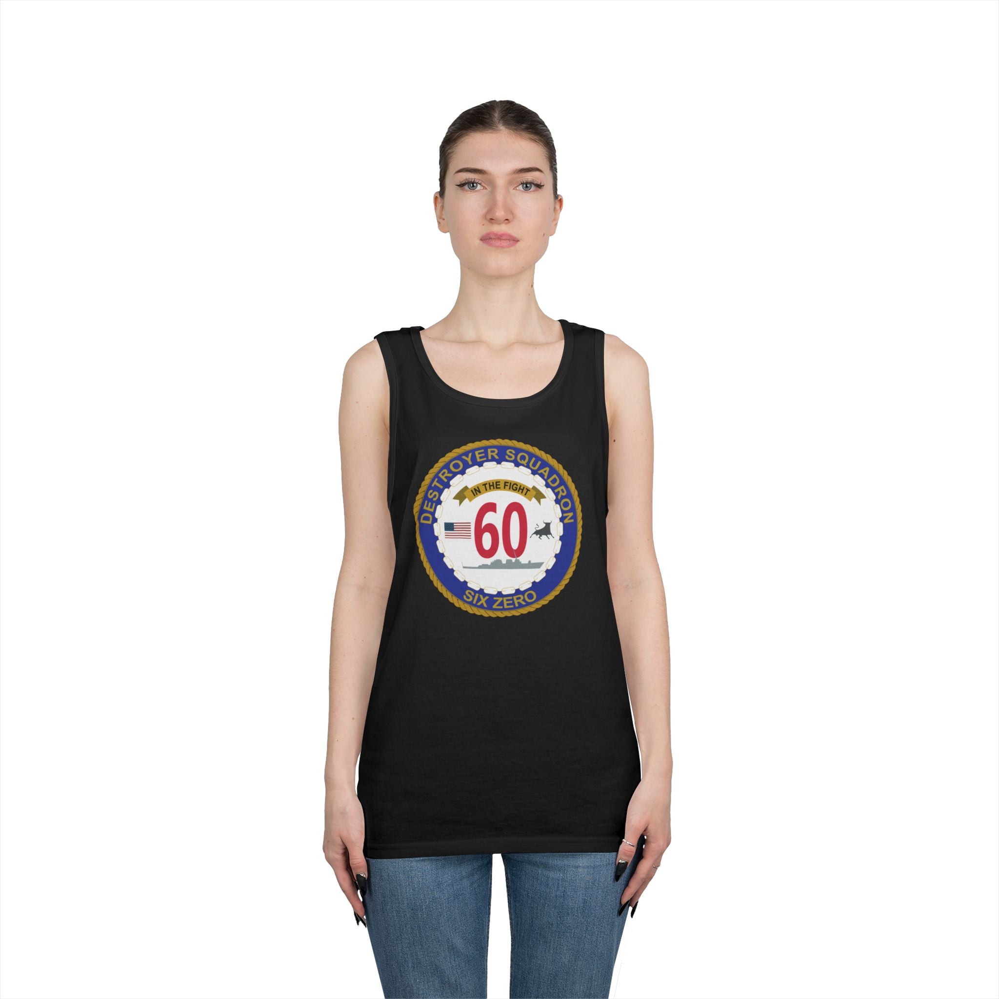 Unisex Heavy Cotton Tank Top - Navy - Destroyer Squadron 60 wo txt