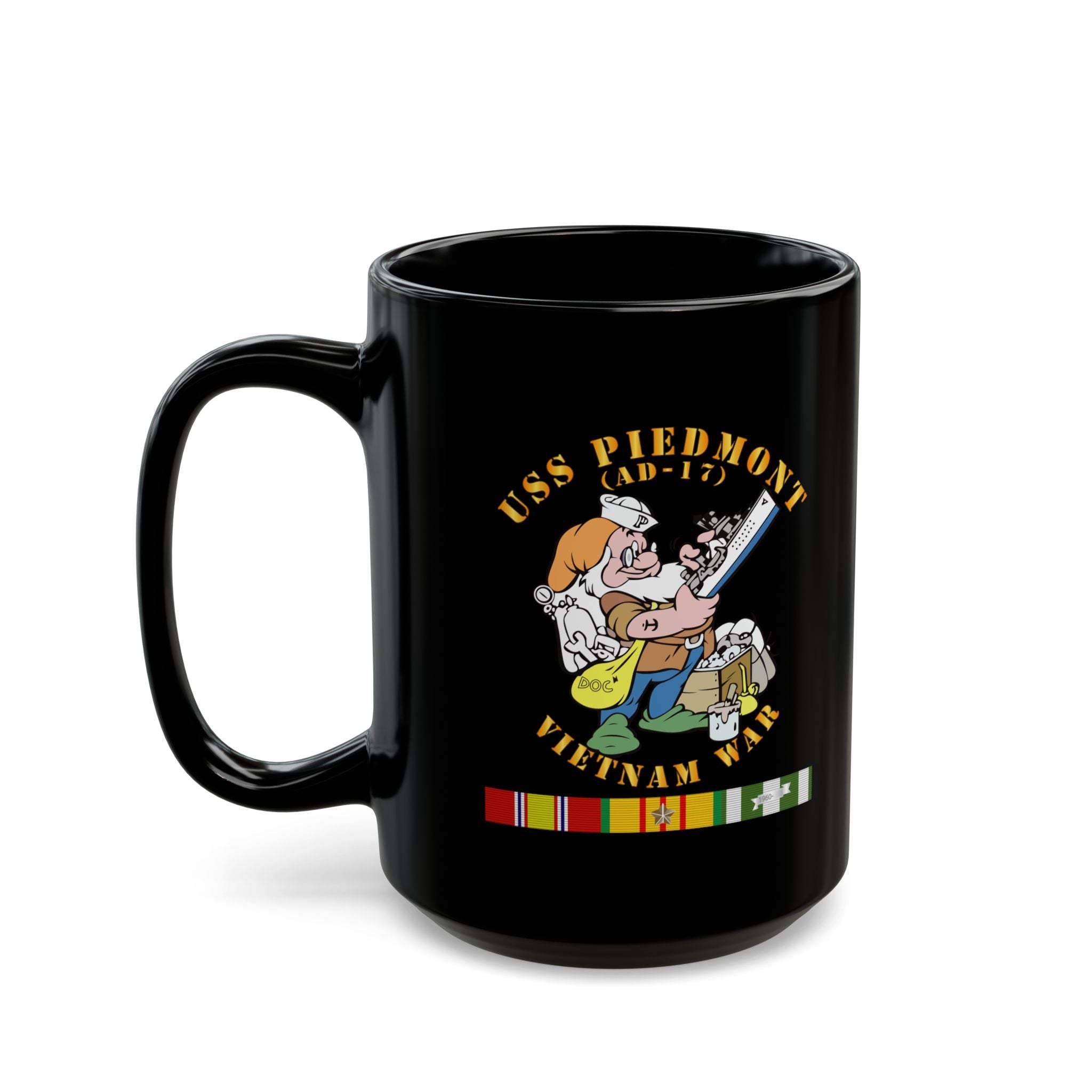 Black Mug (11oz, 15oz) - Navy - USS Piedmont (AD-17) w VN SVC - Vietnam War