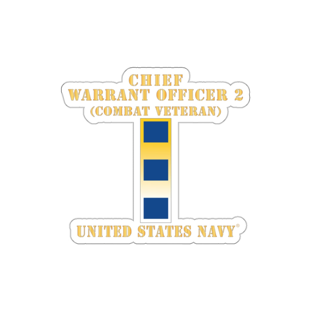 Die-Cut Vinyl Sticker - Navy - Chief Warrant Officer 2 - CW02 - Combat Veteran
