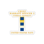 Die-Cut Vinyl Sticker - Navy - Chief Warrant Officer 2 - CW02 - Combat Veteran