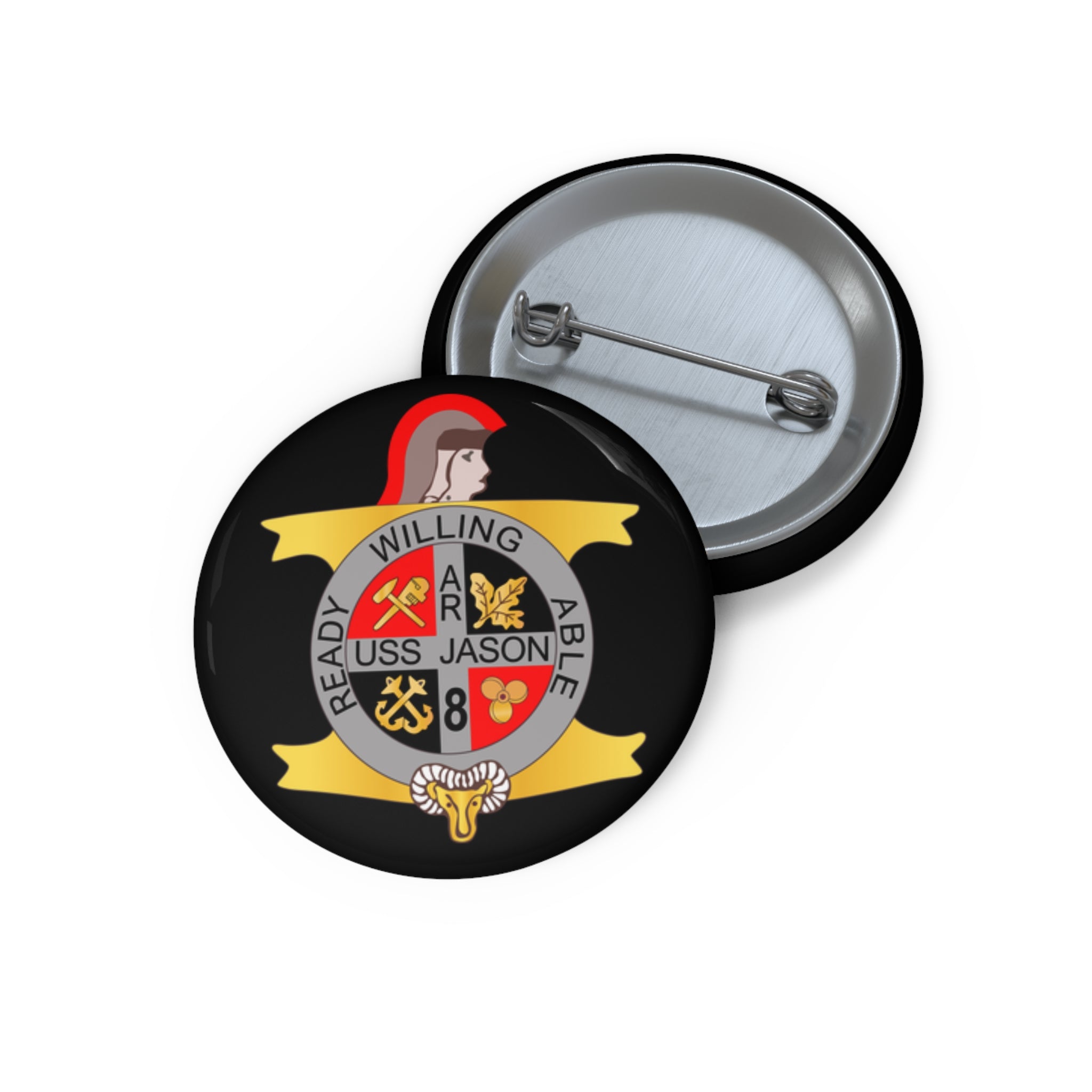 Custom Pin Button - Navy - USS Jason (AR-8) wo Txt