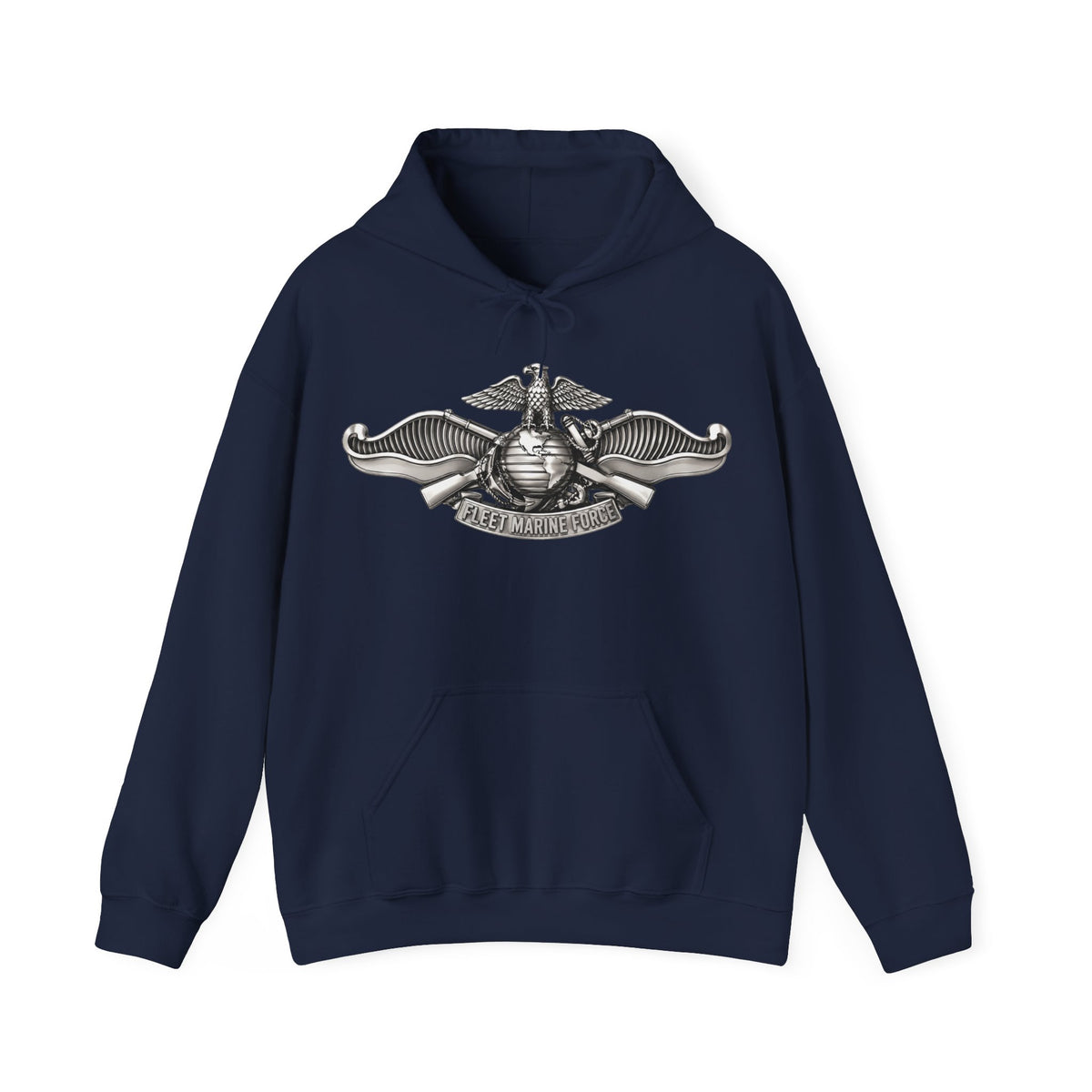 Unisex Heavy Blend™ Hoodies - Navy - Badge - Fleet Marine Force (FMF) wo txt - Enlisted - 3D - Enhanced