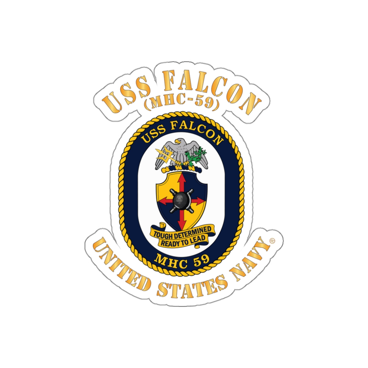 Die-Cut Vinyl Sticker - Navy - USS Falcon (MHC-59)