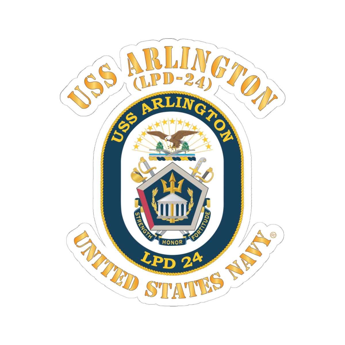 Kiss-Cut Stickers - Navy - USS Arlington (LPD-24)