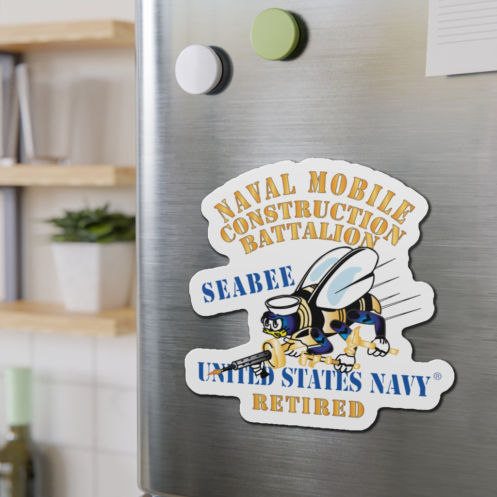 Die-Cut Magnet - Navy - Seabee - Retired