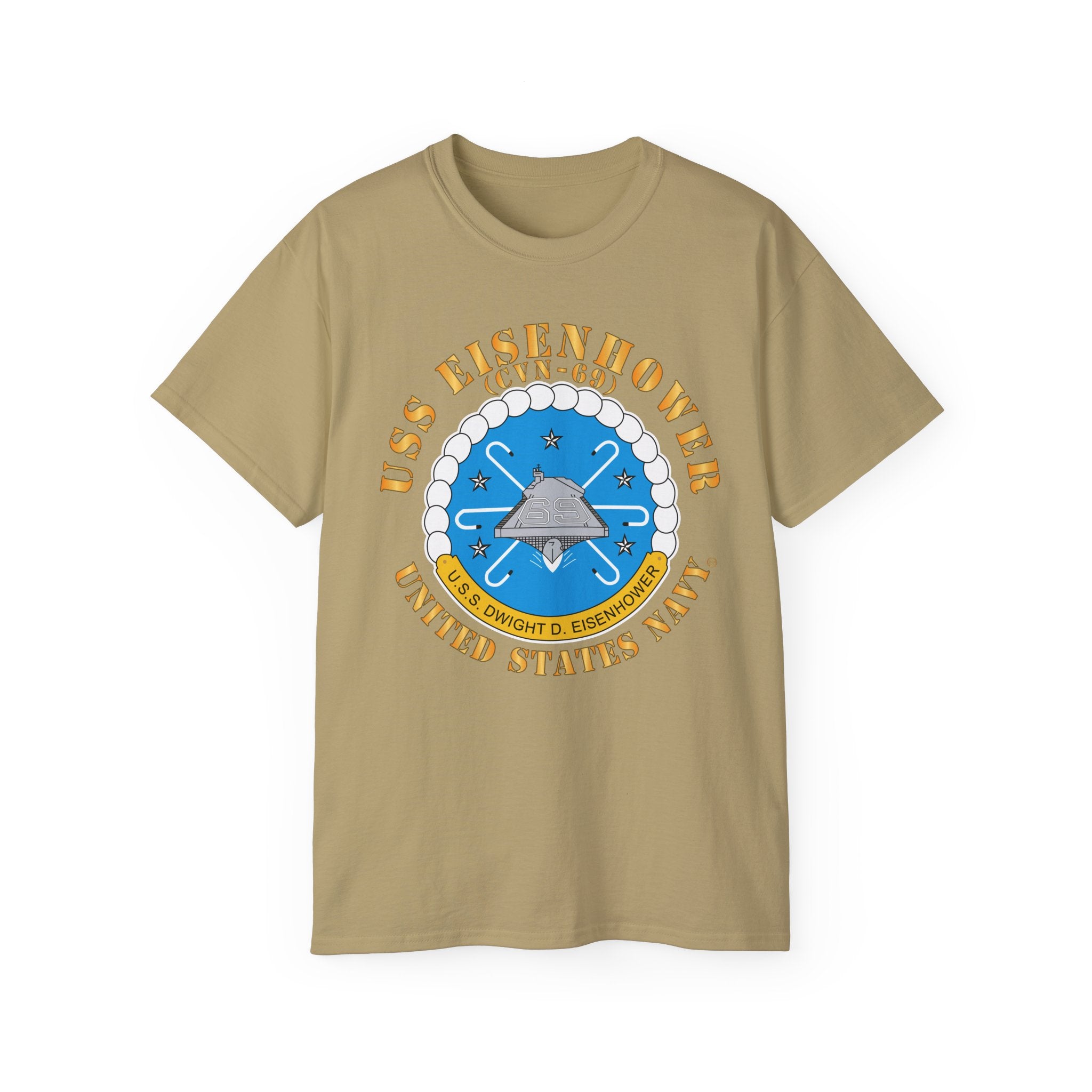Unisex Ultra Cotton T-Shirt - USS Dwight D. Eisenhower (CVN-69) Crest with Txt