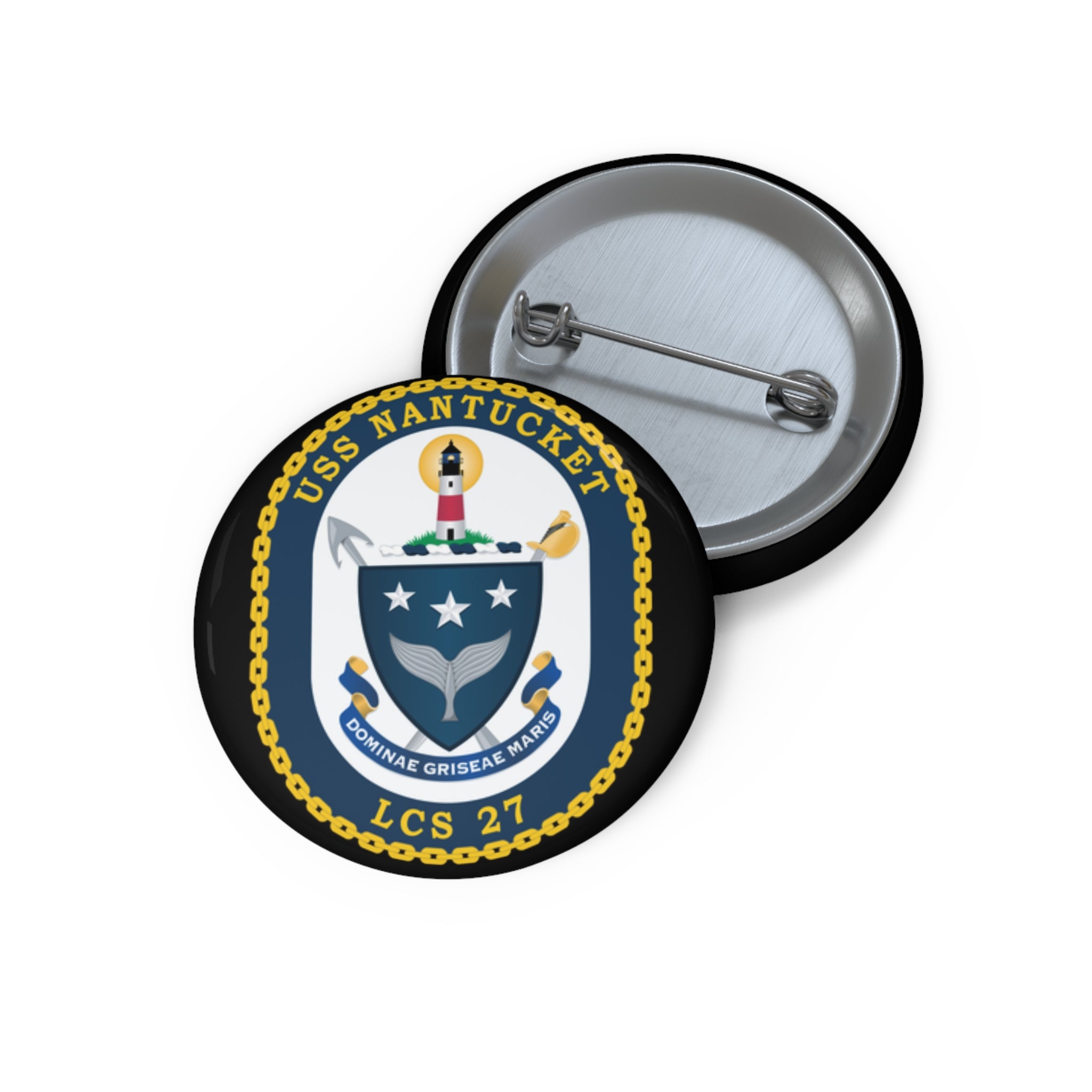 Custom Pin Button - Navy - USS Nantucket (LCS-27) wo txt