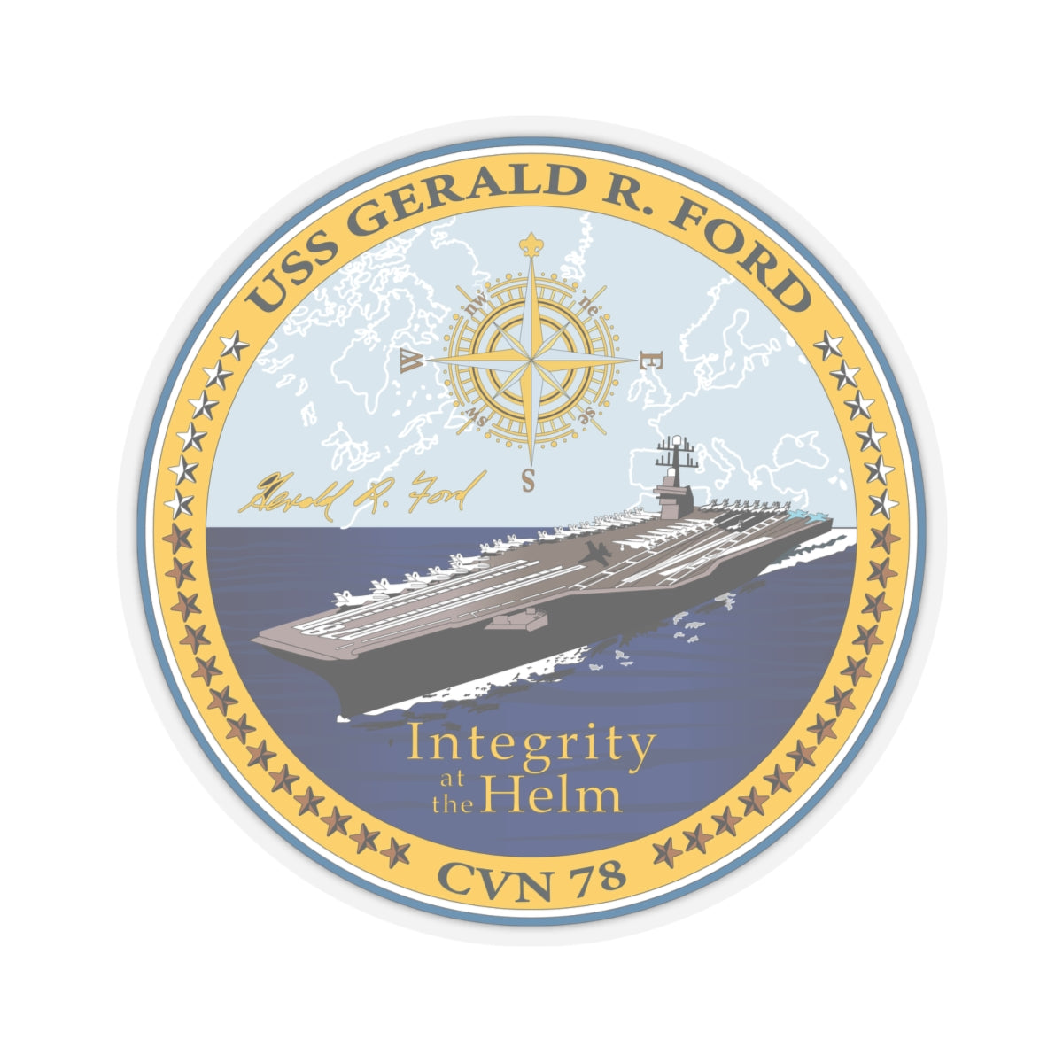 Kiss-Cut Stickers - Navy - USS Gerald R. Ford (CVN-78) wo txt