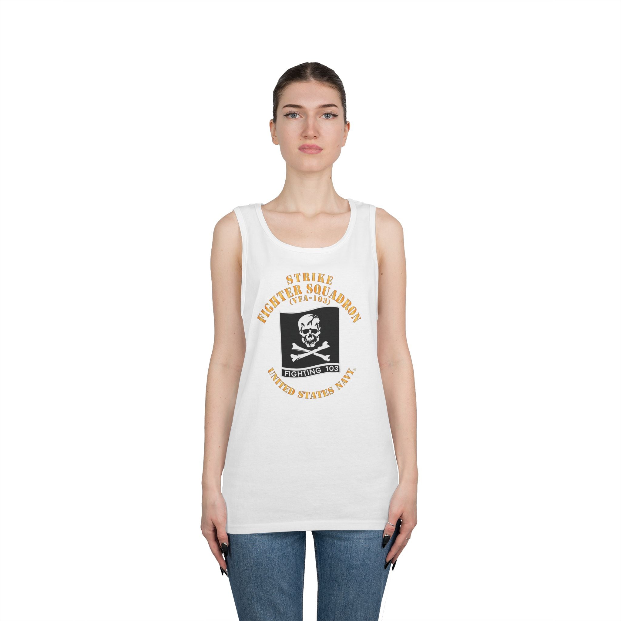Unisex Heavy Cotton Tank Top - Navy - Strike Fighter Squadron 103 (VFA-103)