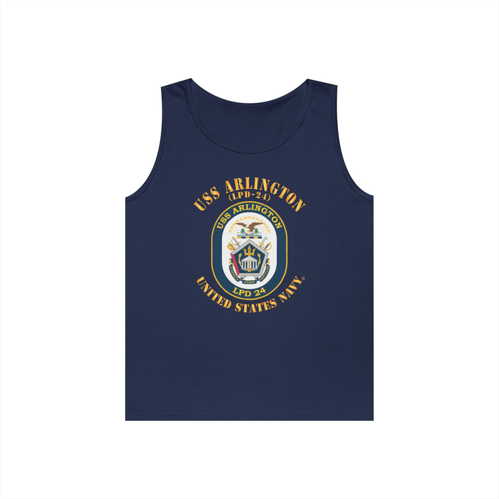 Unisex Heavy Cotton Tank Top - Navy - USS Arlington (LPD-24)