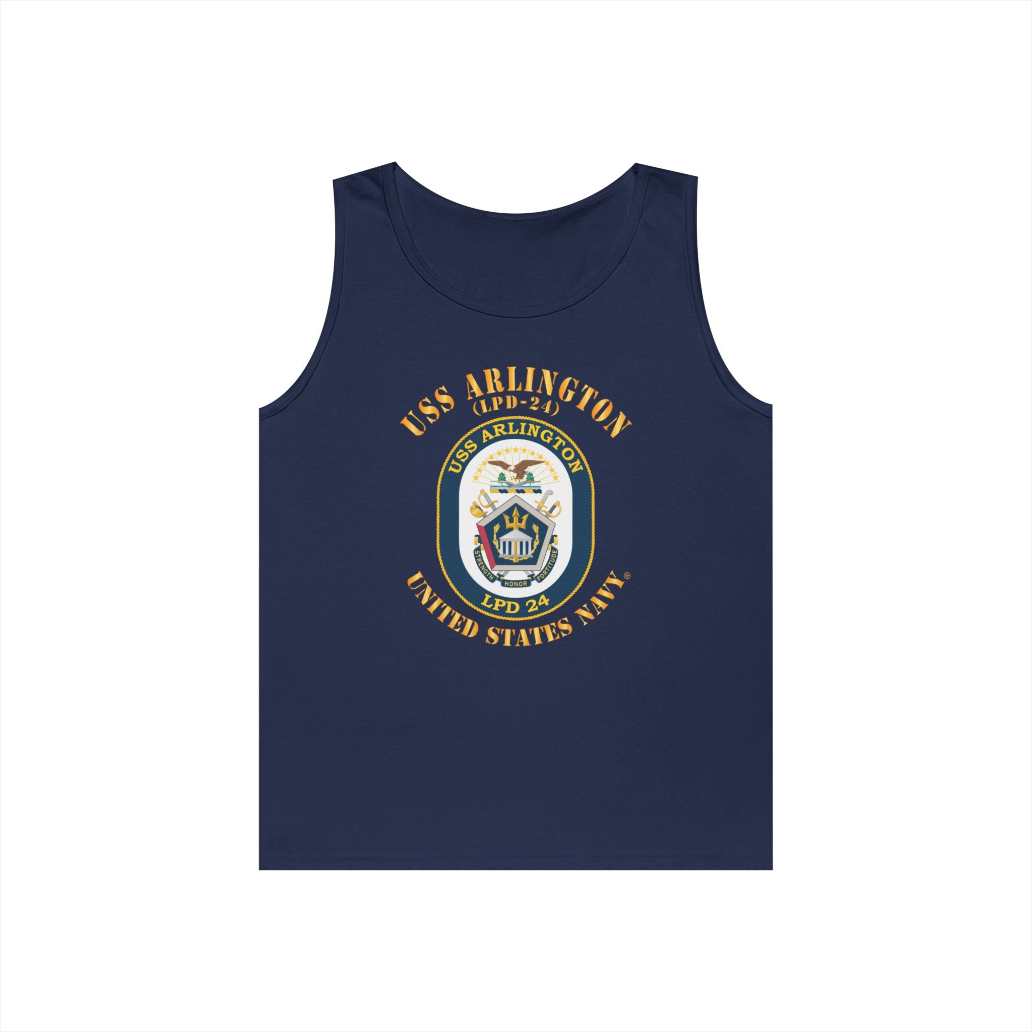 Unisex Heavy Cotton Tank Top - Navy - USS Arlington (LPD-24)