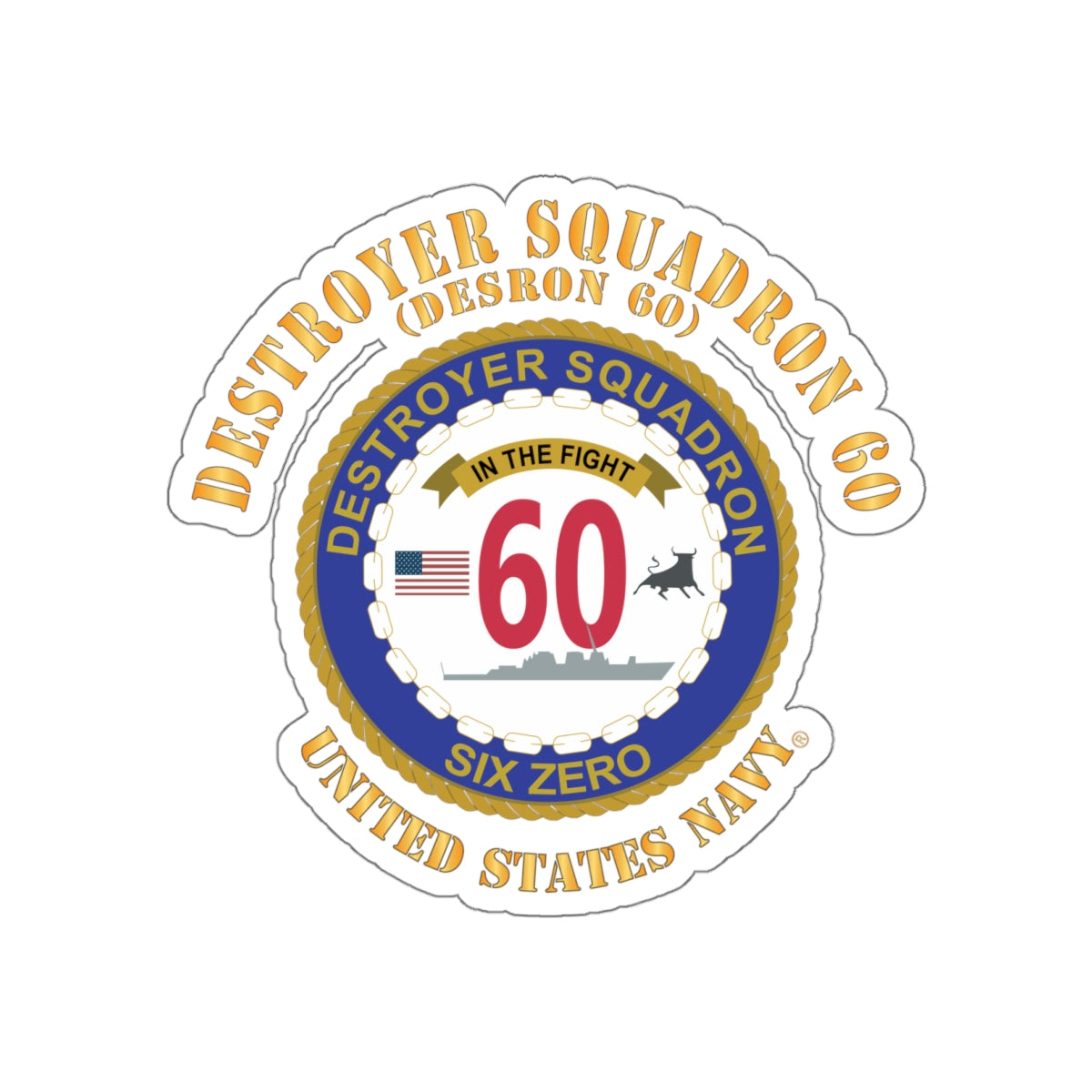 Die-Cut Vinyl Sticker - Navy - Destroyer Squadron 60