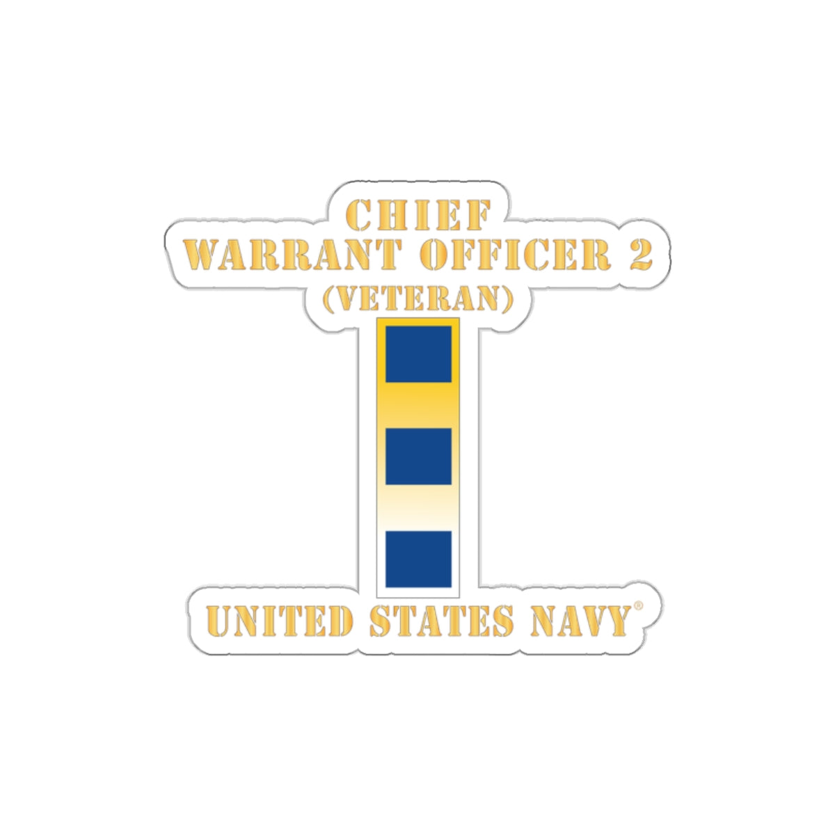 Die-Cut Vinyl Sticker - Navy - Chief Warrant Officer 2 - CW02 - Veteran