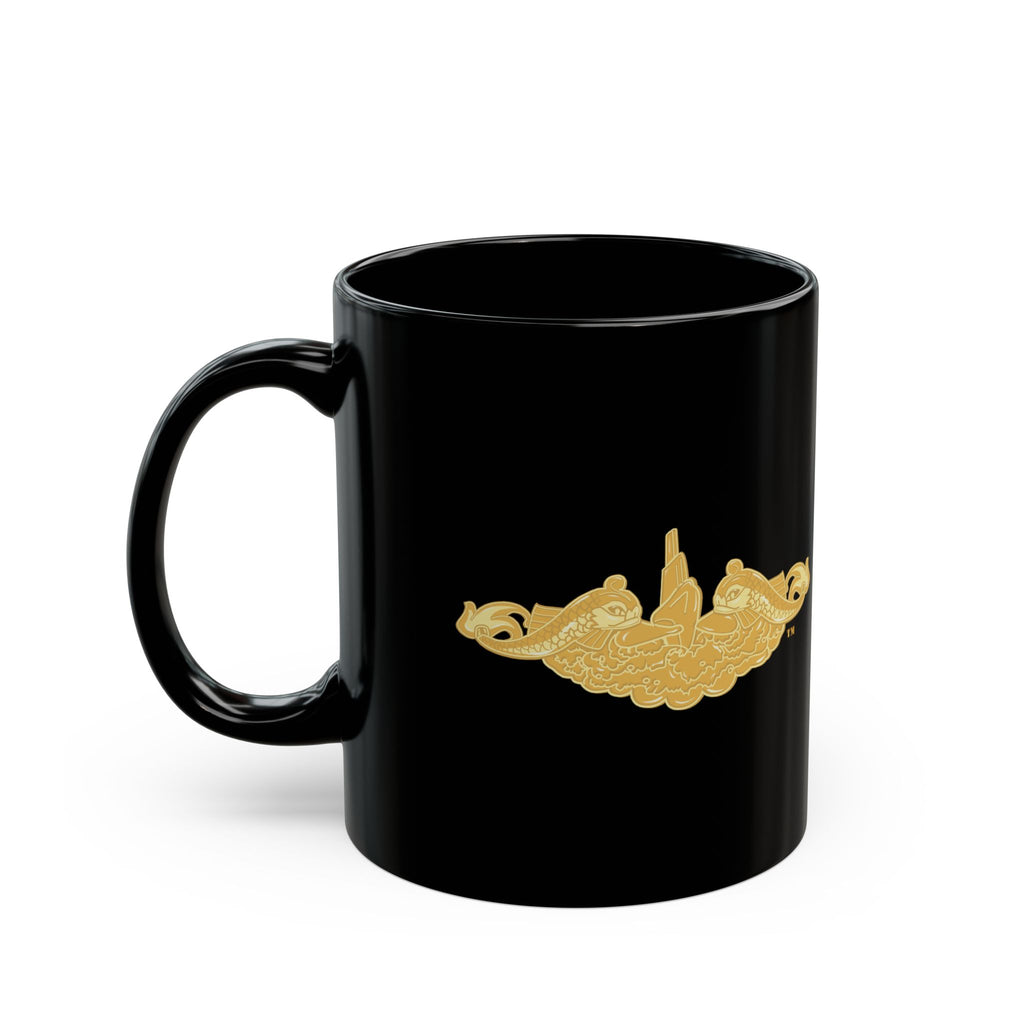 Black Mug (11oz, 15oz) - Navy - Submarine Badge - Gold wo Txt