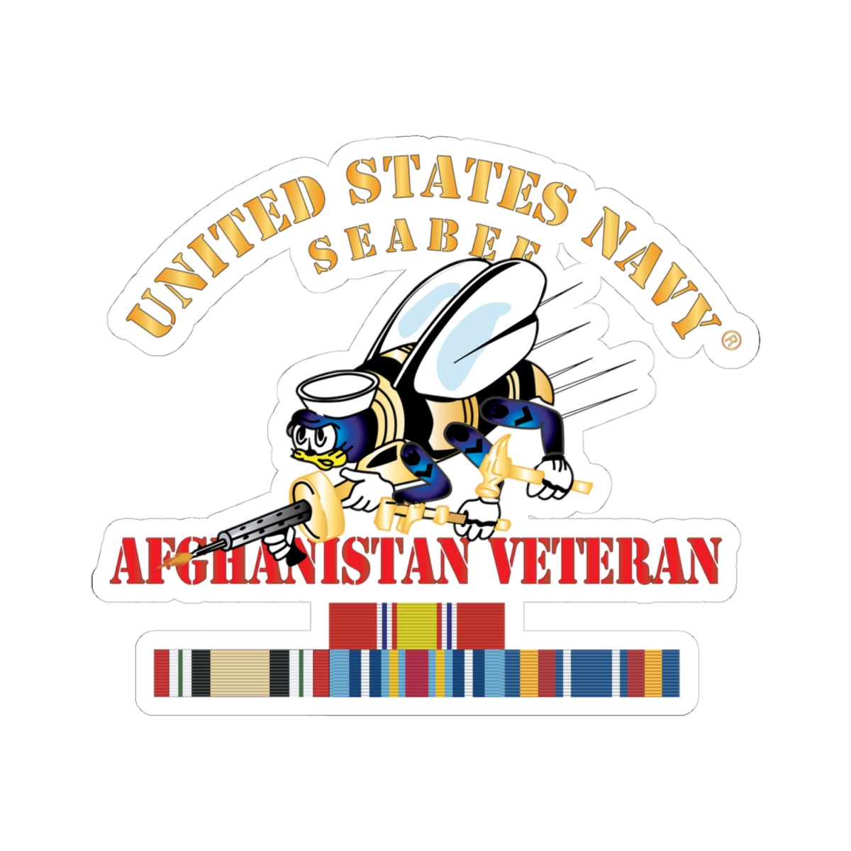 Kiss-Cut Stickers - Navy - Seabee - Afghanistan Veteran