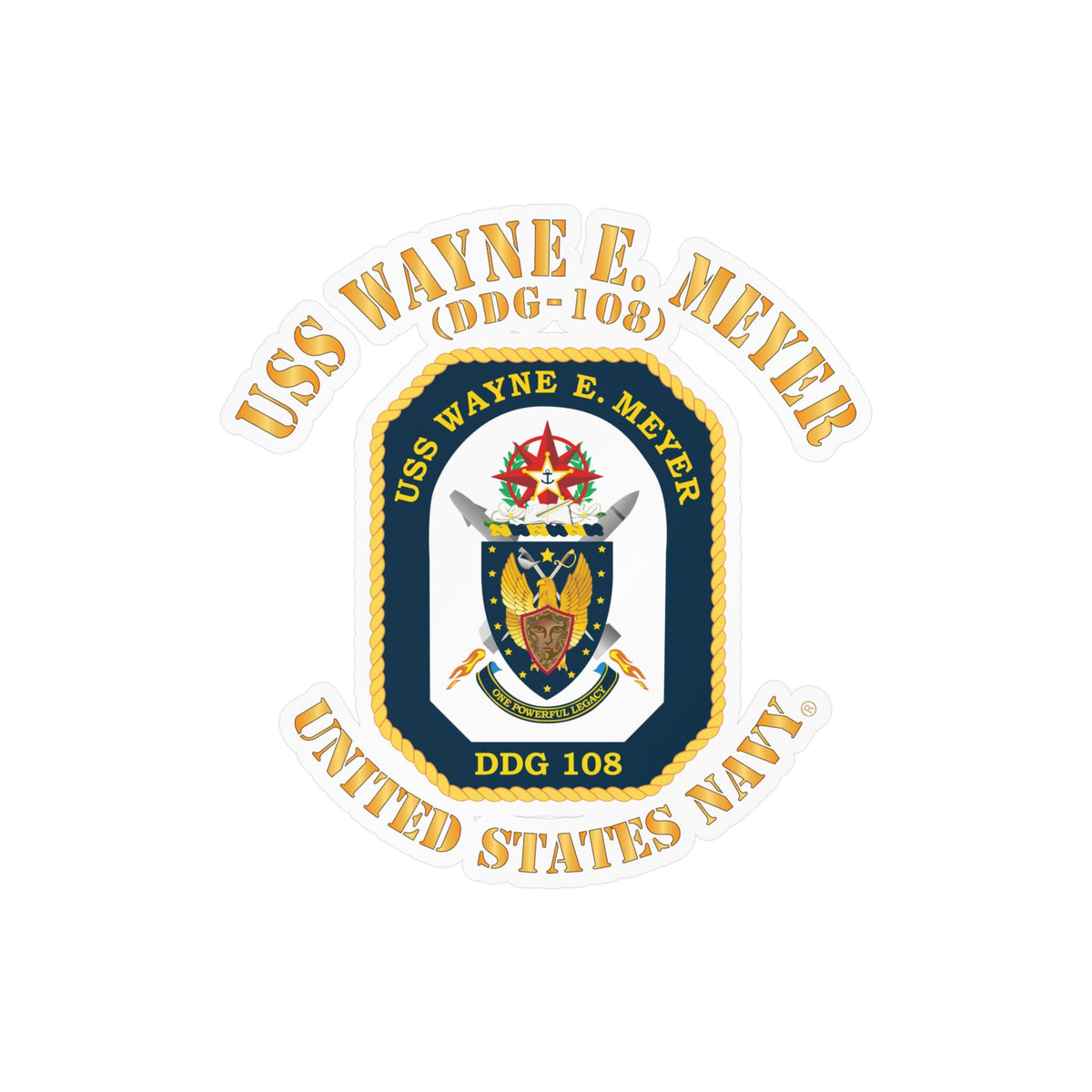Kiss-Cut Vinyl Decal - Navy - USS Wayne E. Meyer (DDG-108) X 300